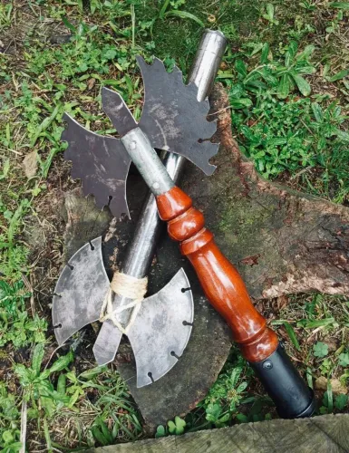 Kit 2 Machadinhas Xangô Umbanda Religião Forja Aço Carbono