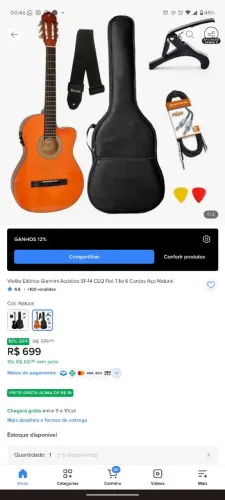 Vendo violão Gianini nf14, kit completo
