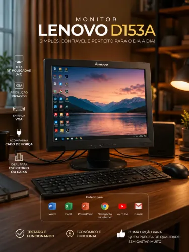 Monitor Lenovo 15" Polegadas - Perfeito para Escritório e Estudos