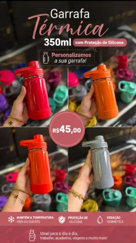 Garrafa Térmica 350ml com Proteção de Silicone (Personalizamos)