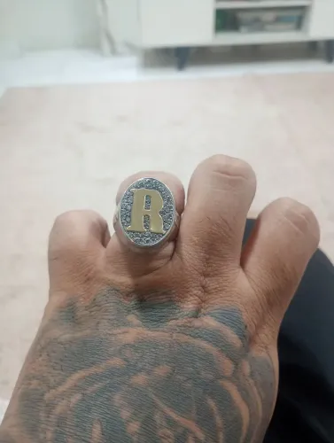 Lindo Anel dedeira em prata e ouro