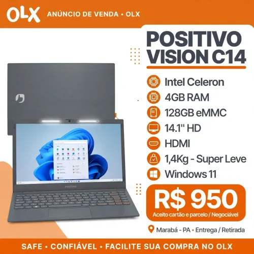 Notebook Positivo Vision C14 14.1" 4GB 128GB - Marabá PA