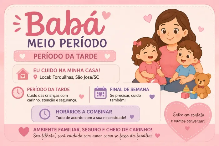 Babá meio período ou finais de semana 