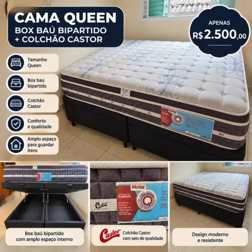 Cama Queen com Colchão Castor