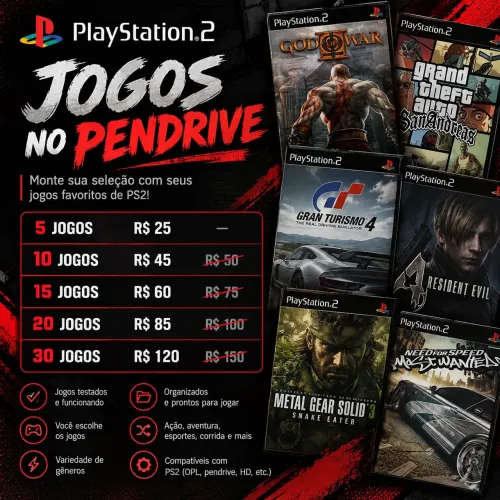 JOGOS DE PS2 NO PENDRIVE