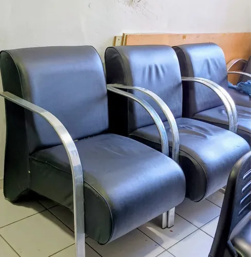 Jogo de 3 Poltronas de Recepção / Sala de Espera - Vintage Cromada