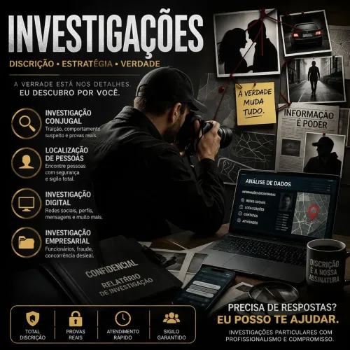 ?Faço investigação digital discreta. Descubra a verdade.?