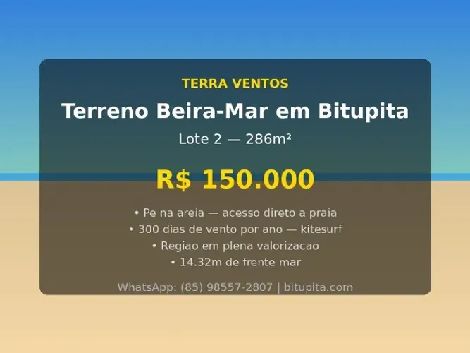 Terreno Beira-Mar 286m² Bitupitá - Pé na Areia | Lote 2