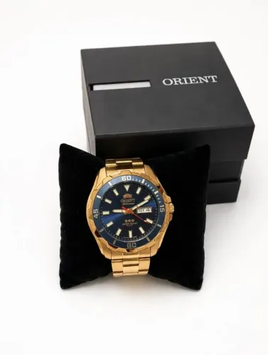 Relógio Orient Automático  Dourado - Mostrador Azul - 469 - 100M - Na Caixa