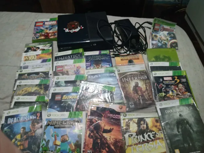 Ebox 360 desbloqueado sem manete com caixa cheia de jogos
