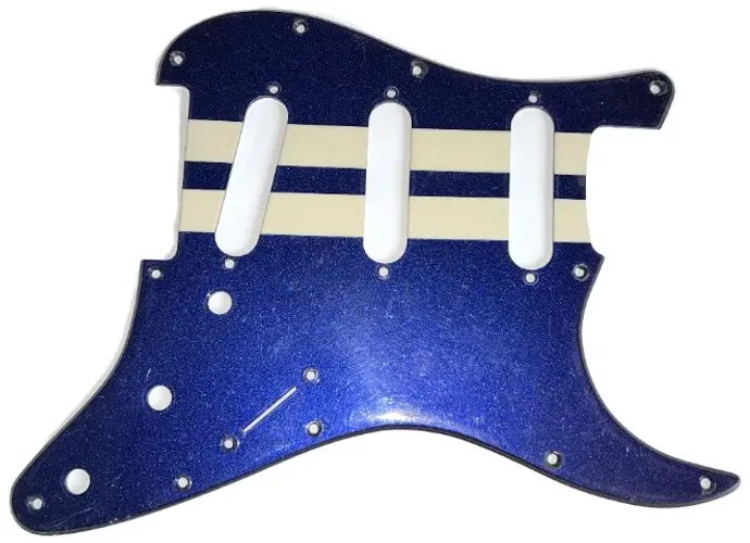 Fender Stratocaster Escudo Azul/Roxo Metálico Branco Racing Listras