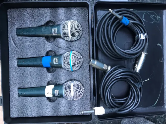 Kit 3 microfones profissional OSKN + Cabo + case
