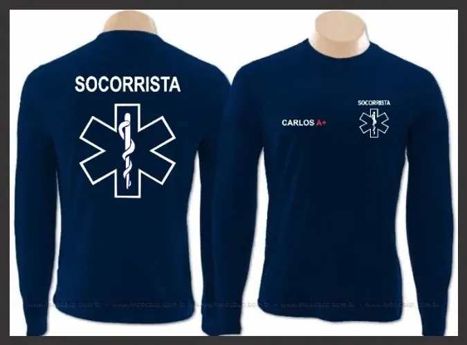Camiseta manga longa Socorrista Personalizada