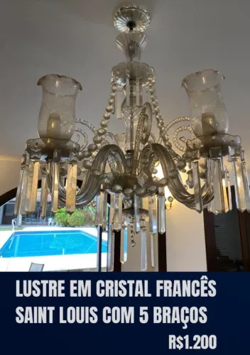 LUSTRE EM CRISTAL FRANCÊS SAINT LOUIS - 15% DESCONTO ATÉ 17/05