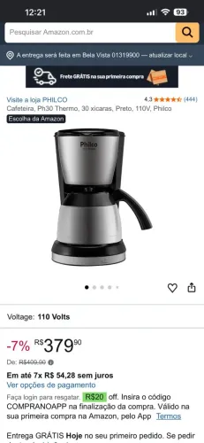Cafeteira elétrica Philco ph30