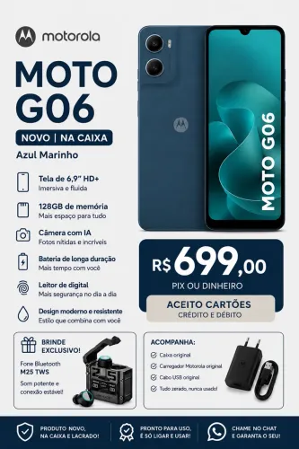 Pegue hoje, Motorola Moto g06 NUNCA USADO
