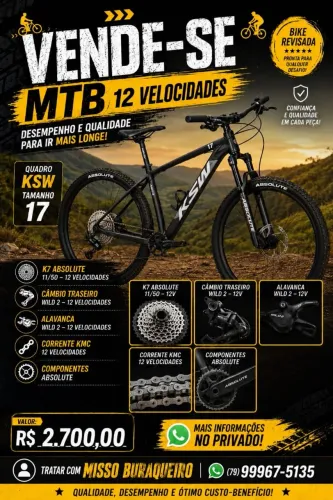 Bike Ksw completa. Freio Hidráulico e K7 12V
