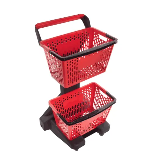 7978 - CARRINHO DE SUPERMERCADO DE 2 CESTOS VERMELHO / MARCA: DELLAPLAST