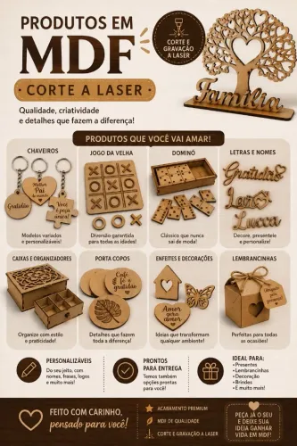 Arte MDF Personalizada. Corte e Gravação a Laser