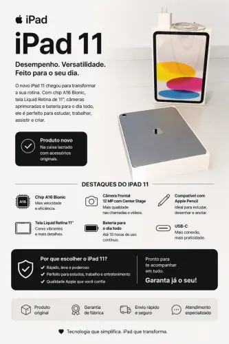 iPad série 11 semi novo com 100%?