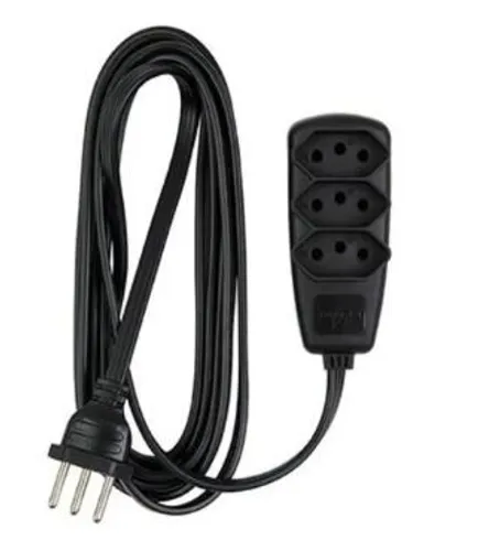 Extensão 5 Metros 3 Tomadas 3 pinos 10a Bivolt