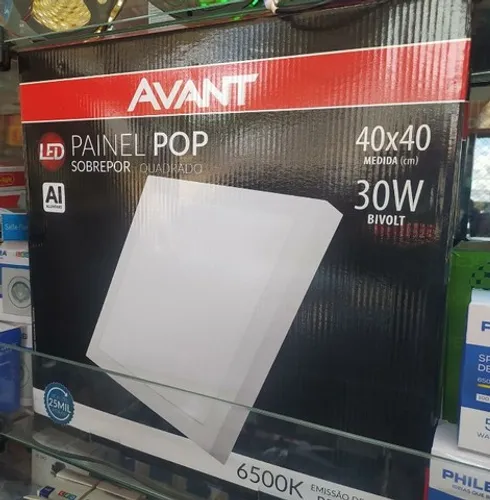 Plafon Led Quadrado Sobrepor 30w 40x40 Branco Frio Avant