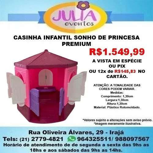 Casinha Infantil Sonho de Princesa Premium