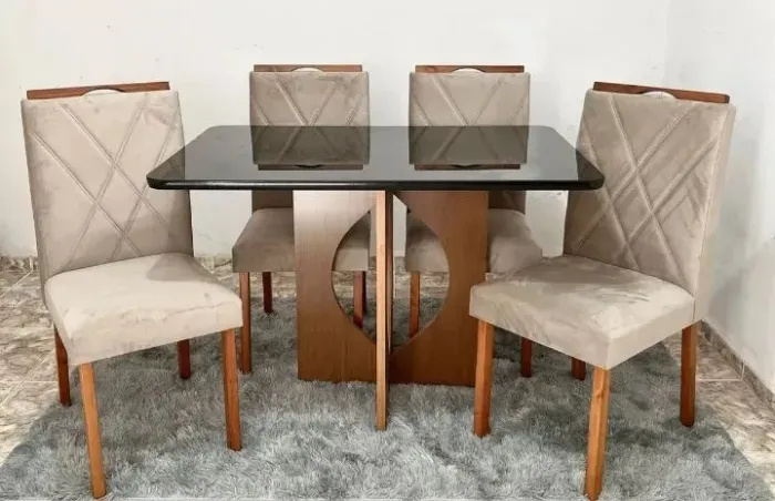 Mesa 4 cadeiras Madri 120x80 luxo - ENTREGA HOJE !!!