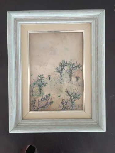 Quadro pequeno com Paisagem Bucólica com linda moldura