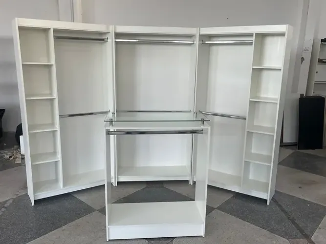 Balcão arara + Cabideiro duplo c/ colmeia lateral MDF kit loja 