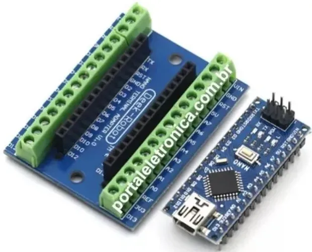 Placa Borne Terminal Adaptador Arduino Nano V3.0  Arduino Automação Robotica COD-AM255    