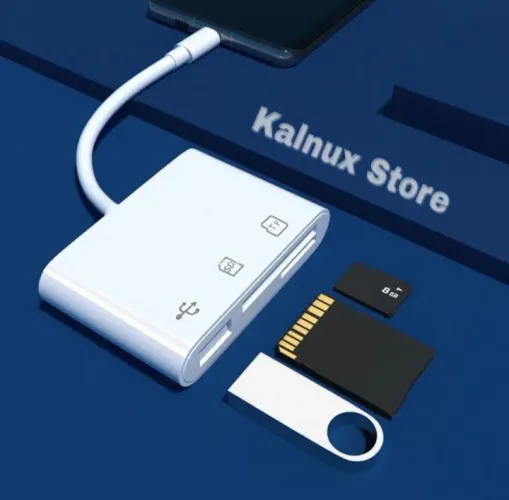 Adaptador 3 em 1 Tipo C, Micro USB 3.0 , TF, Leitor de Cartão SD, Cartão de Memória