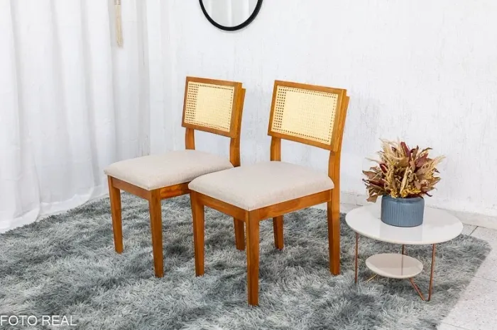 Cadeiras de Jantar Madeira Maciça Encosto Tela IMPERDÍVEL rf65