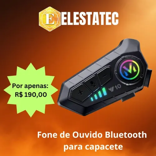 Fone de Ouvido Bluetooth para Capacete V10 - Elestatec