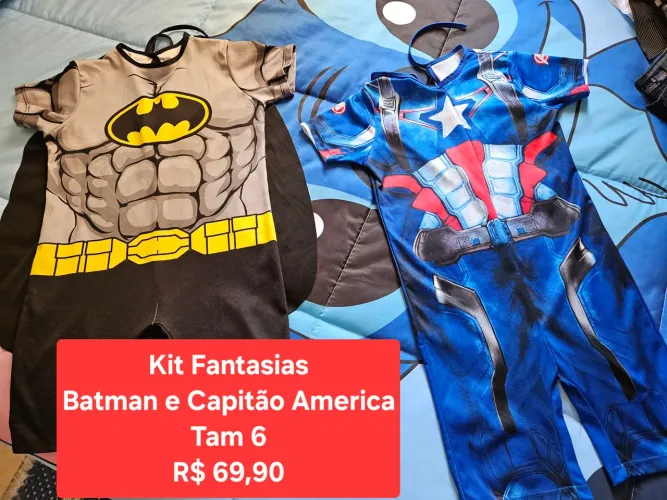 Kit Fantasias Batman e Capitão América 