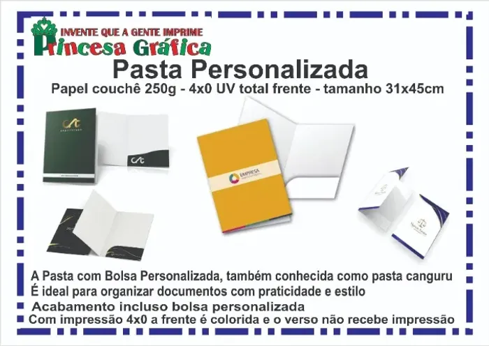 Pasta papel couche personalizada