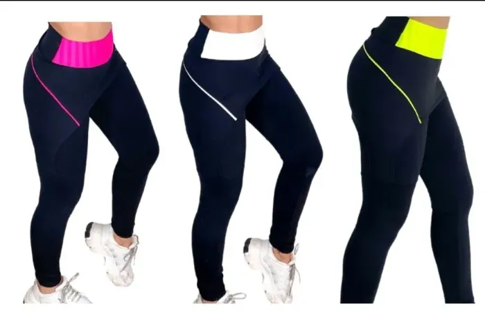 Leggings com Saia Fitness Coloridas. Kit 20 legging, cores variadas e 5 de cada tamanho