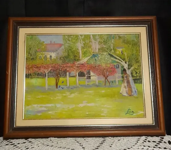 Quadro a óleo de paisagem antigo 