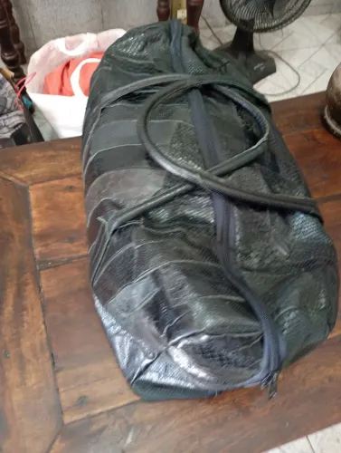 Bolsa de viajem artesanal couro  Croc  50x30x21