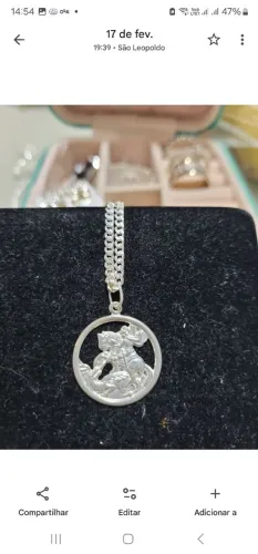 Corrente prata medalha São Jorge