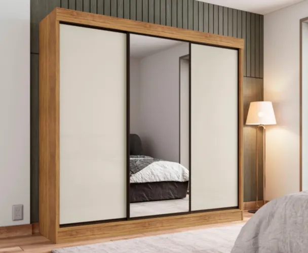 Guarda roupa casal 100% mdf com espelho / NOVO / ENTREGAMOS 