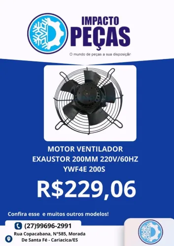 Motor ventilador exaustor 200MM 220V/60HZ