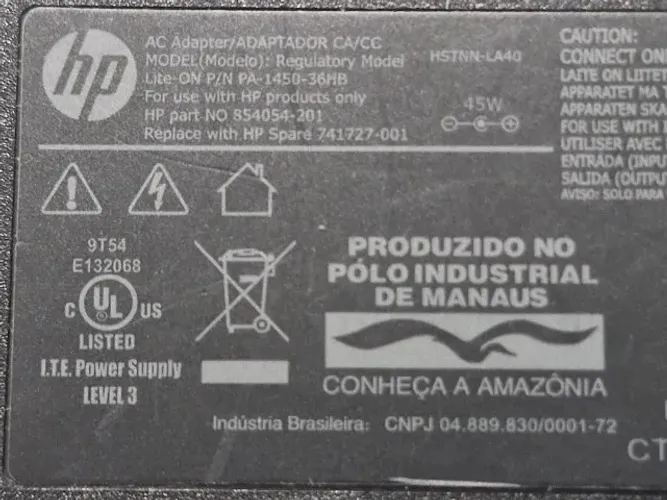 Fonte Carregador HP HSTNNN-LA40 45W Usada