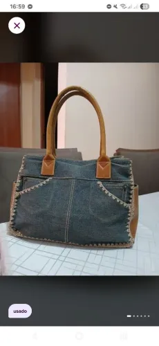 Bolsa em jeans e croche comprada no Japão 