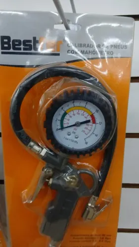 Kit Calibrador de Pneus Manuel com Manômetro Bestfer a vista R$119,90 