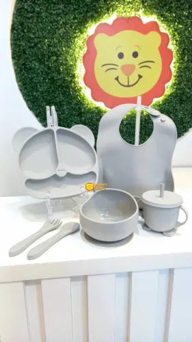 Kit alimentação em silicone com ventosa de 6 e 8 peças, modelos diversos
