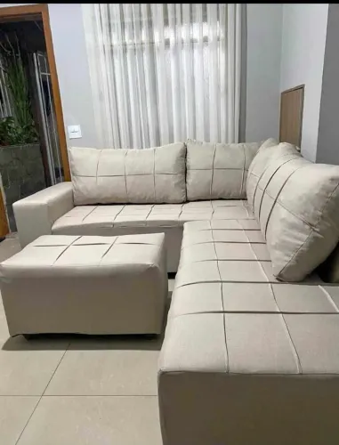 Sofá de Canto de luxo  em tecido bege