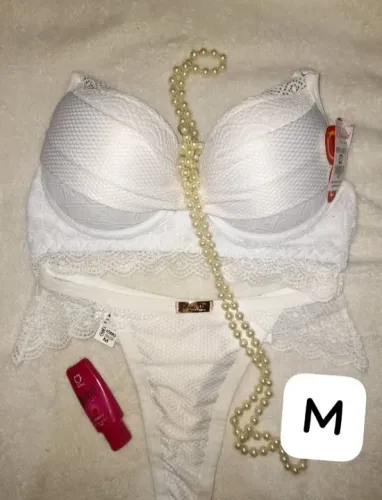 Conjunto de lingerie renda branca tamanho M