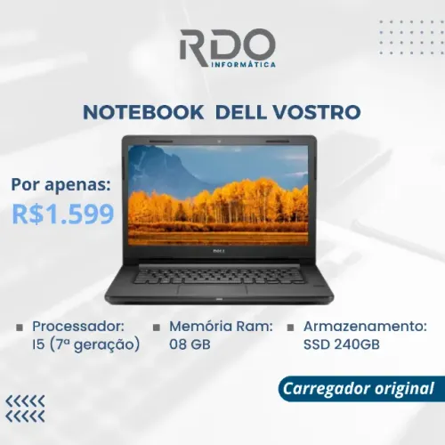 Notebook Dell Vostro I5, 8GB RAM, SSD 240GB - Ótimo Desempenho