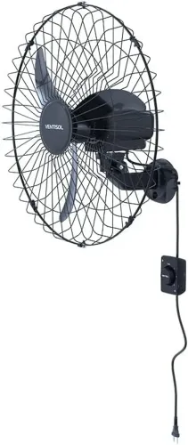 Ventisol Ventilador de Parede, 3 Pás Premium, Preto, 60cm, bivolt